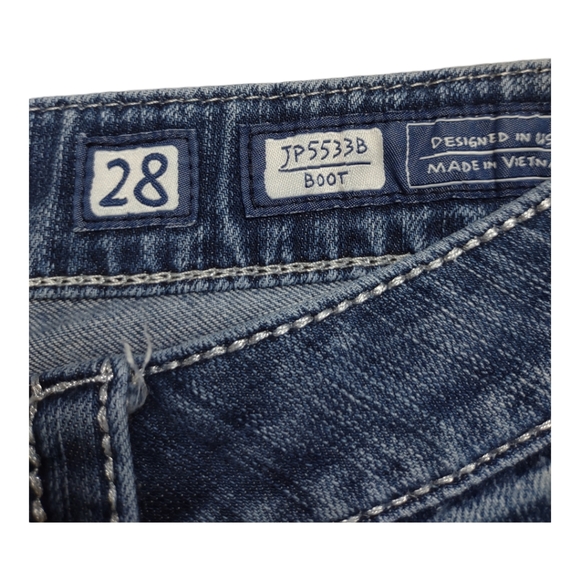 Miss Me Jeans JP5533B Boot Cut Size 28X28 DK 133 Cross Flap Pockets Low Rise - Picture 3 of 15
